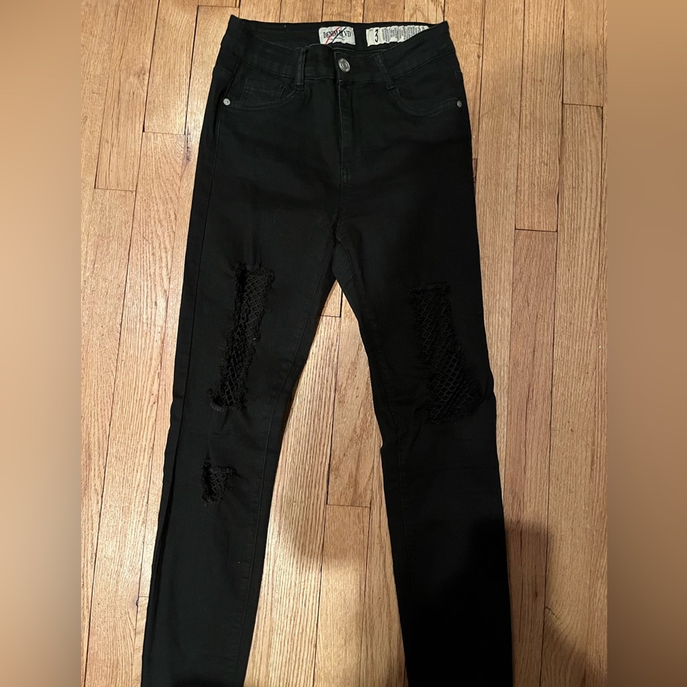 Denim Blvd Mesh Skinny Jeans